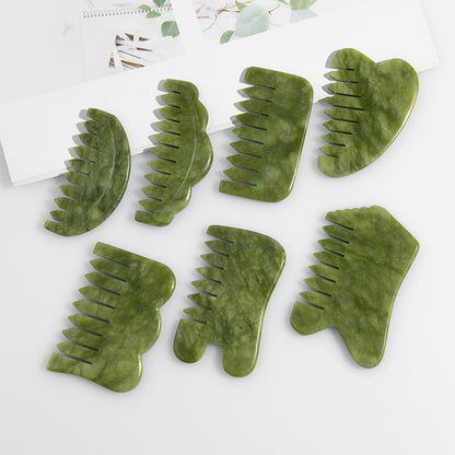 Natural Jade Comb Gua Sha Board Jade Massager for SPA Acupuncture Body Scraping Gouache Scraper Facial Skin Beauty Tool