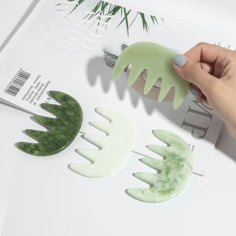 Natural Jade Comb Gua Sha Board Jade Massager for SPA Acupuncture Body Scraping Gouache Scraper Facial Skin Beauty Tool