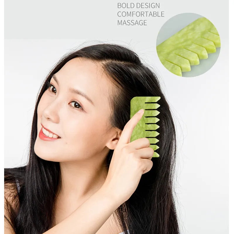Natural Jade Comb Gua Sha Board Jade Massager for SPA Acupuncture Body Scraping Gouache Scraper Facial Skin Beauty Tool
