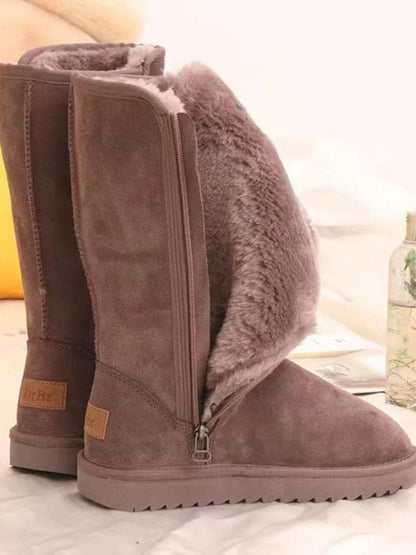 Women Knee High Waterproof Winter Leather Snow Boots