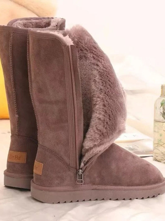 Women Knee High Waterproof Winter Leather Snow Boots
