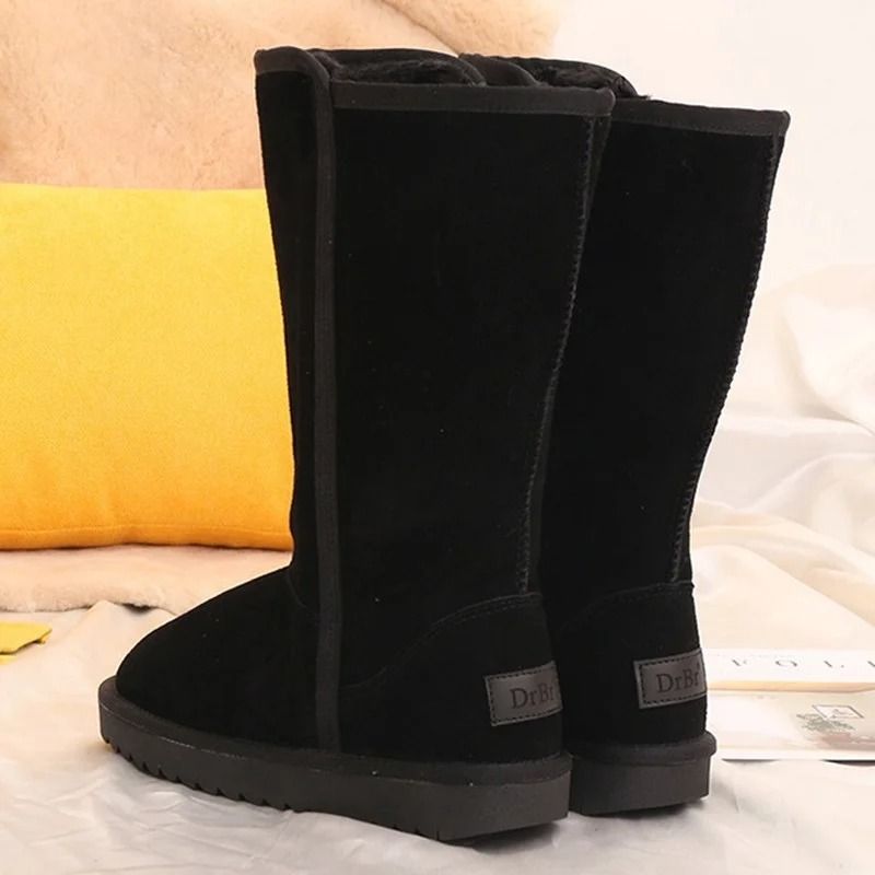 Women Knee High Waterproof Winter Leather Snow Boots