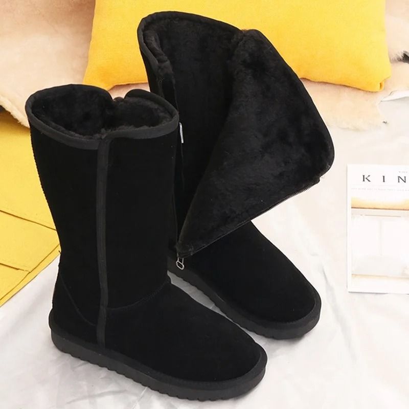 Women Knee High Waterproof Winter Leather Snow Boots