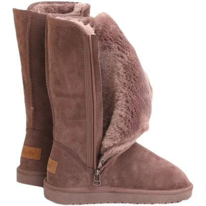 Women Knee High Waterproof Winter Leather Snow Boots