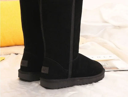 Women Knee High Waterproof Winter Leather Snow Boots