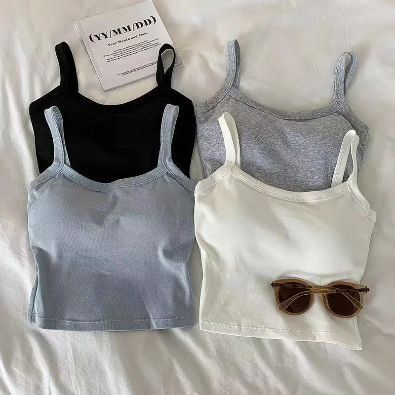 Womens Sexy Sleeveless Crop Top Soft Stretch Tube Top Camisole Fashion Vest