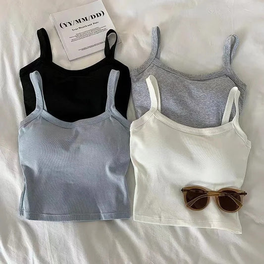 Womens Sexy Sleeveless Crop Top Soft Stretch Tube Top Camisole Fashion Vest
