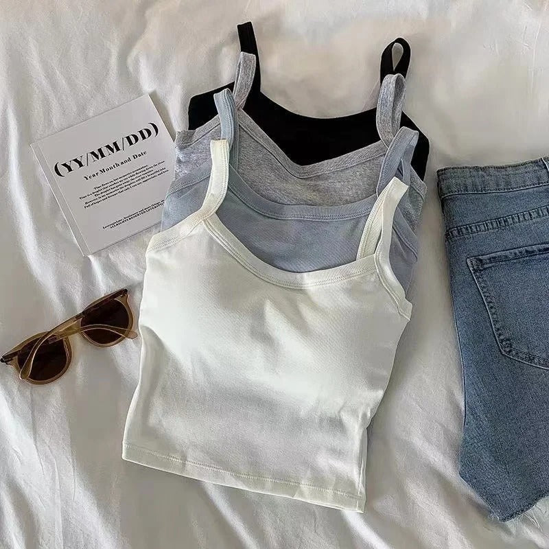 Womens Sexy Sleeveless Crop Top Soft Stretch Tube Top Camisole Fashion Vest