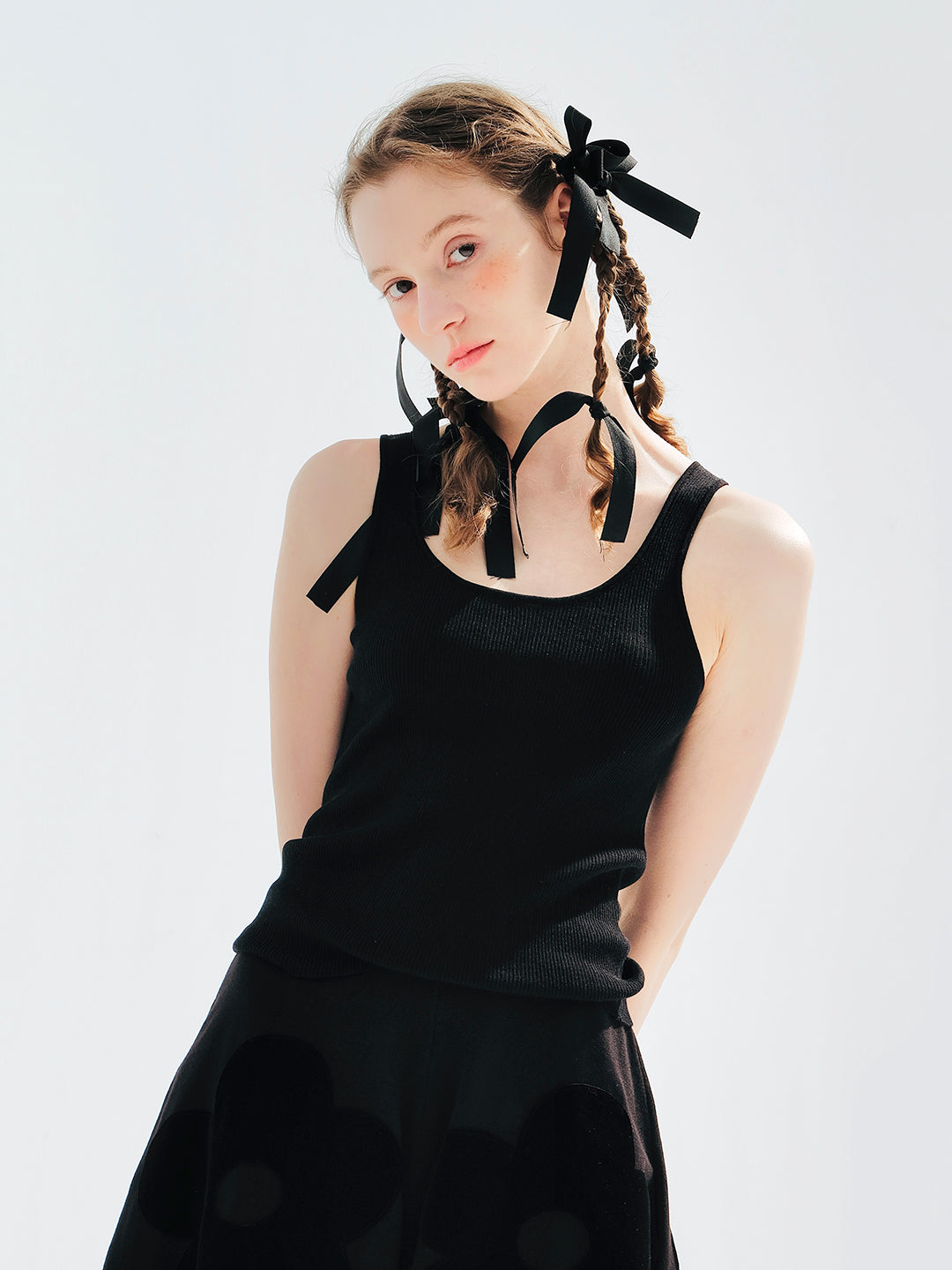 Basic Black Sling Tank Top, Soft Knit Daily Wear for an Effortless, Stylish Look