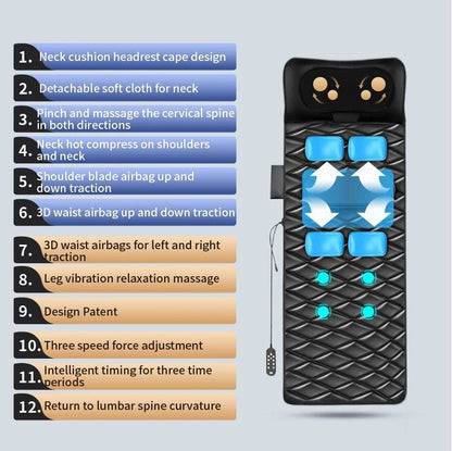 Full Body Heated Vibration Massage Mat with Airbag Traction and Remote Control