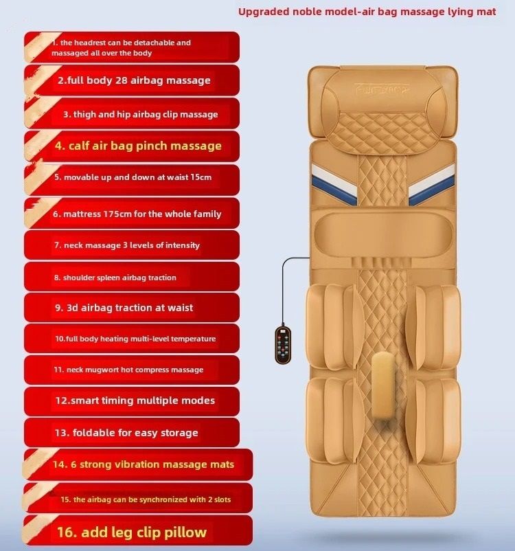Full Body Heated Vibration Massage Mat with Airbag Traction and Remote Control