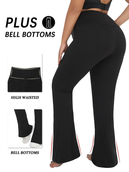 Plus Size Super Soft High Waisted Flare Leggings Tummy Control Bell Bottoms