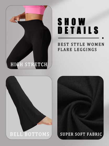 Plus Size Super Soft High Waisted Flare Leggings Tummy Control Bell Bottoms