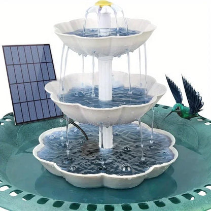 Solar Bird Bath Fountain with 3 Tiered Basin and Detachable 2.5W Pump for Outdoor Garden Decoration