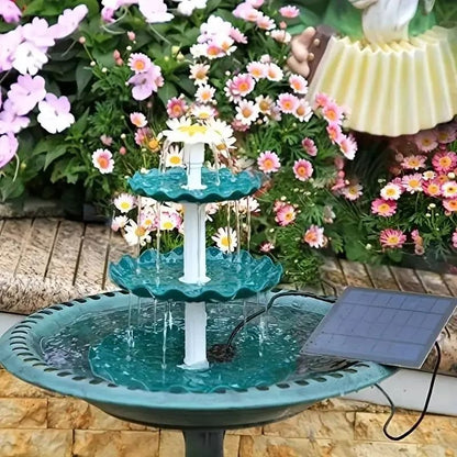 Solar Bird Bath Fountain with 3 Tiered Basin and Detachable 2.5W Pump for Outdoor Garden Decoration