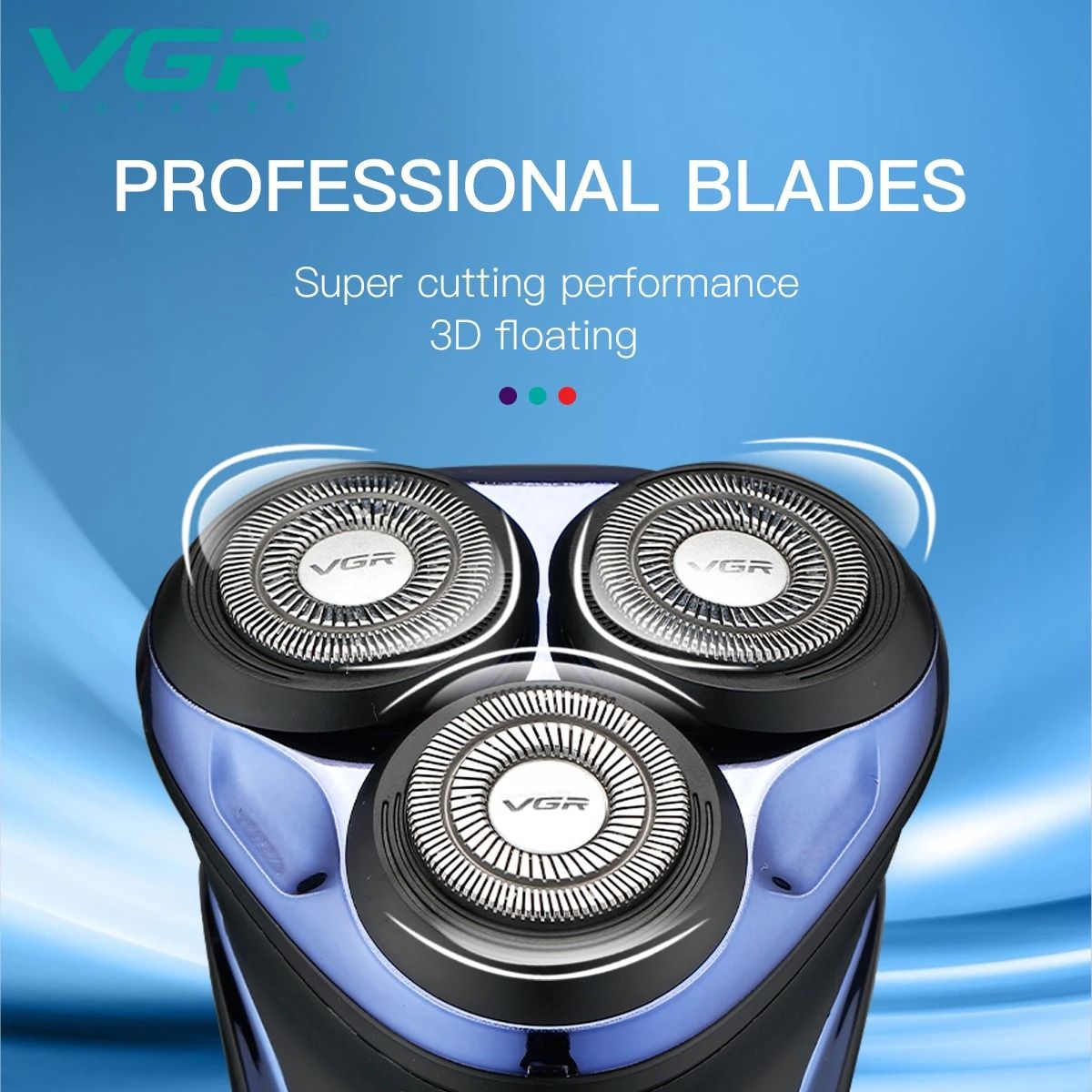 Waterproof Rotary Electric Shaver with Pop Up Trimmer Rechargeable V 306