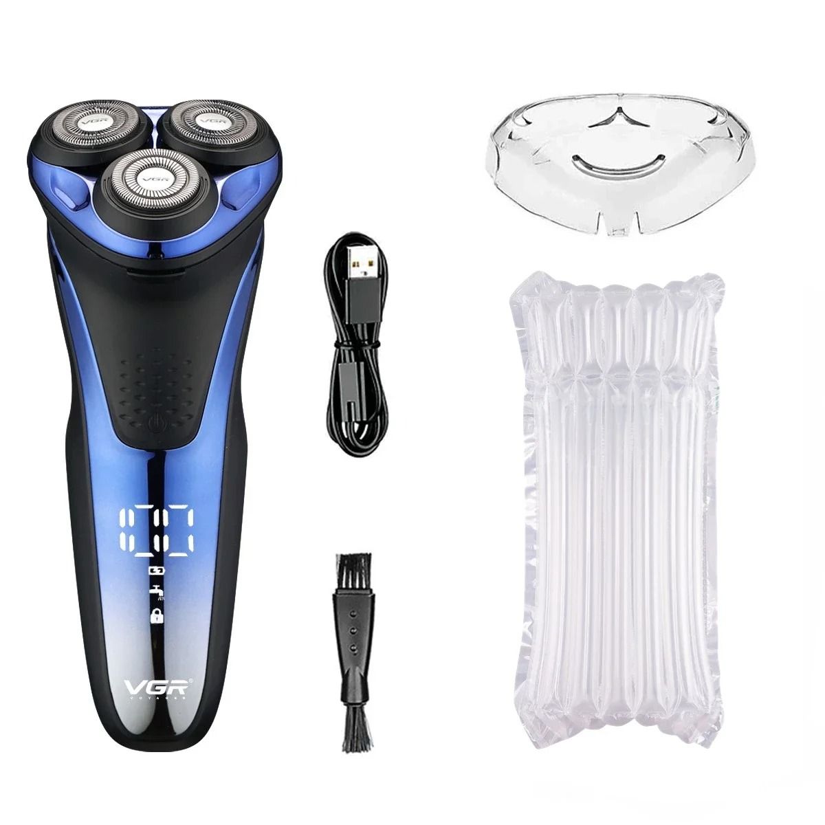 Waterproof Rotary Electric Shaver with Pop Up Trimmer Rechargeable V 306