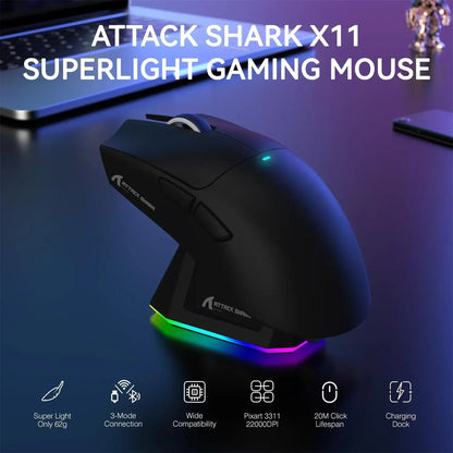 X11 Wireless Gaming Mouse with RGB Dock & 22K DPI Precisionc