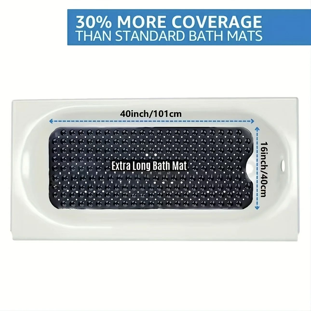 Non Slip Shower Mat with Drain Holes and Suction Cups