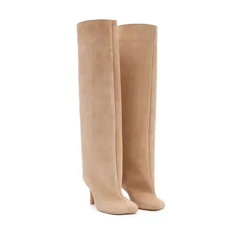 Autumn Winter Women's Knee High Boots – 6cm Slim High Heels, Round Toe Fashion Long Boots, Knight-Inspired Style