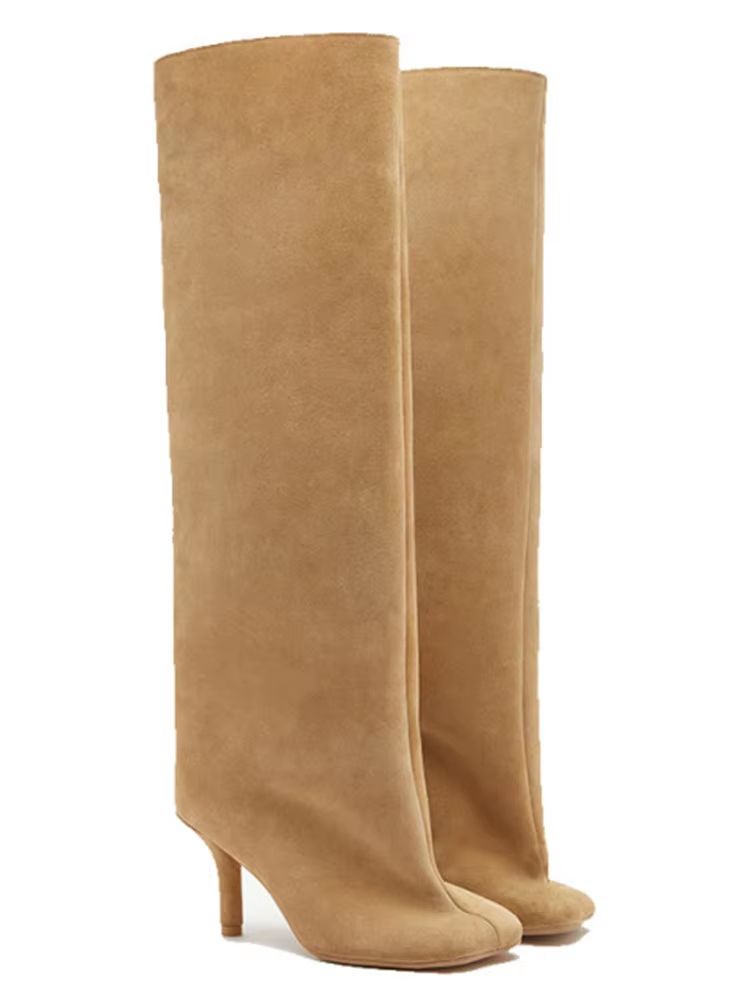 Autumn Winter Women's Knee High Boots – 6cm Slim High Heels, Round Toe Fashion Long Boots, Knight-Inspired Style