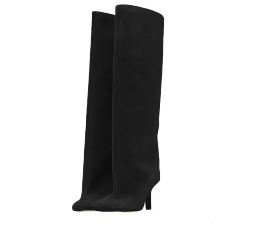 Autumn Winter Women's Knee High Boots – 6cm Slim High Heels, Round Toe Fashion Long Boots, Knight-Inspired Style