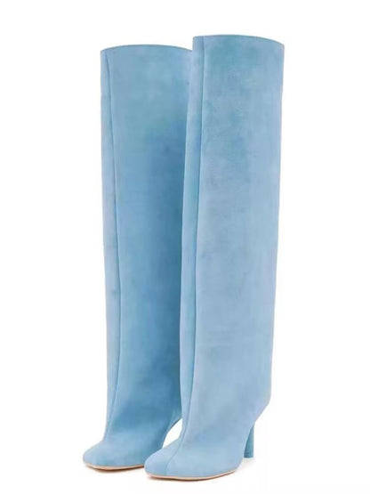 Autumn Winter Women's Knee High Boots – 6cm Slim High Heels, Round Toe Fashion Long Boots, Knight-Inspired Style