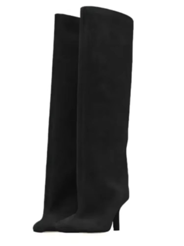 Autumn Winter Women's Knee High Boots – 6cm Slim High Heels, Round Toe Fashion Long Boots, Knight-Inspired Style