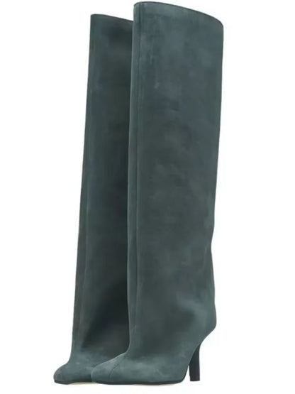 Autumn Winter Women's Knee High Boots – 6cm Slim High Heels, Round Toe Fashion Long Boots, Knight-Inspired Style