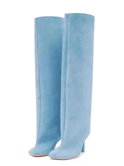 Autumn Winter Women's Knee High Boots – 6cm Slim High Heels, Round Toe Fashion Long Boots, Knight-Inspired Style