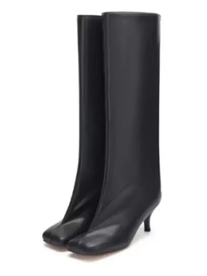Autumn Winter Women's Knee High Boots – 6cm Slim High Heels, Round Toe Fashion Long Boots, Knight-Inspired Style