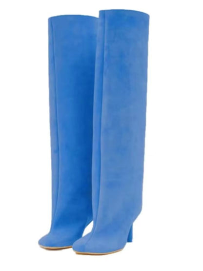 Autumn Winter Women's Knee High Boots – 6cm Slim High Heels, Round Toe Fashion Long Boots, Knight-Inspired Style