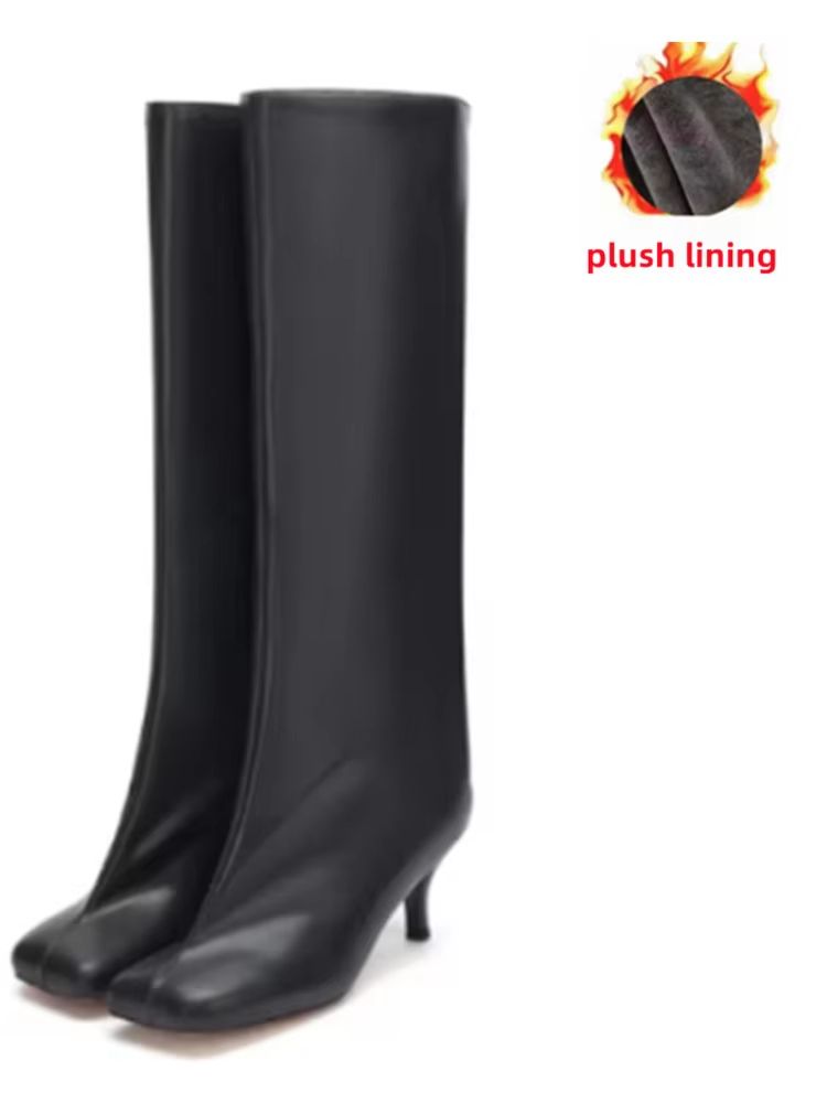 Autumn Winter Women's Knee High Boots – 6cm Slim High Heels, Round Toe Fashion Long Boots, Knight-Inspired Style