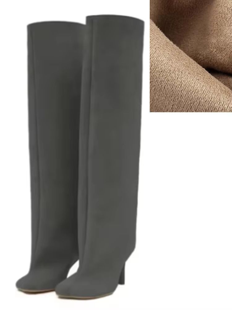 Autumn Winter Women's Knee High Boots – 6cm Slim High Heels, Round Toe Fashion Long Boots, Knight-Inspired Style