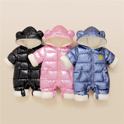 2025 Baby Winter Snowsuit Plus Velvet, Waterproof No-Wash Baby Jumpsuit Romper with Hood for Newborn Infant Boy & Girl