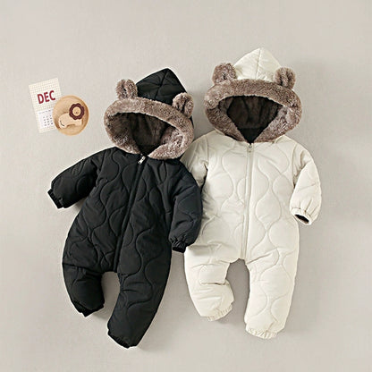 Newborn Baby Girl Clothes, Baby Boy Jumpsuit: Winter Snowsuit with Plus Velvet, Thick 0-3 Years Romper Overalls Toddler