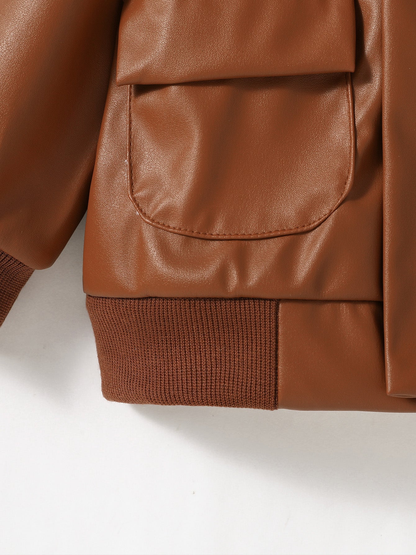 2024 New Baby Boys PU Leather Jacket, 1-3Y Fall Winter Leather Coat with Turn-Down Collar, Zipper, Fashion Outwear