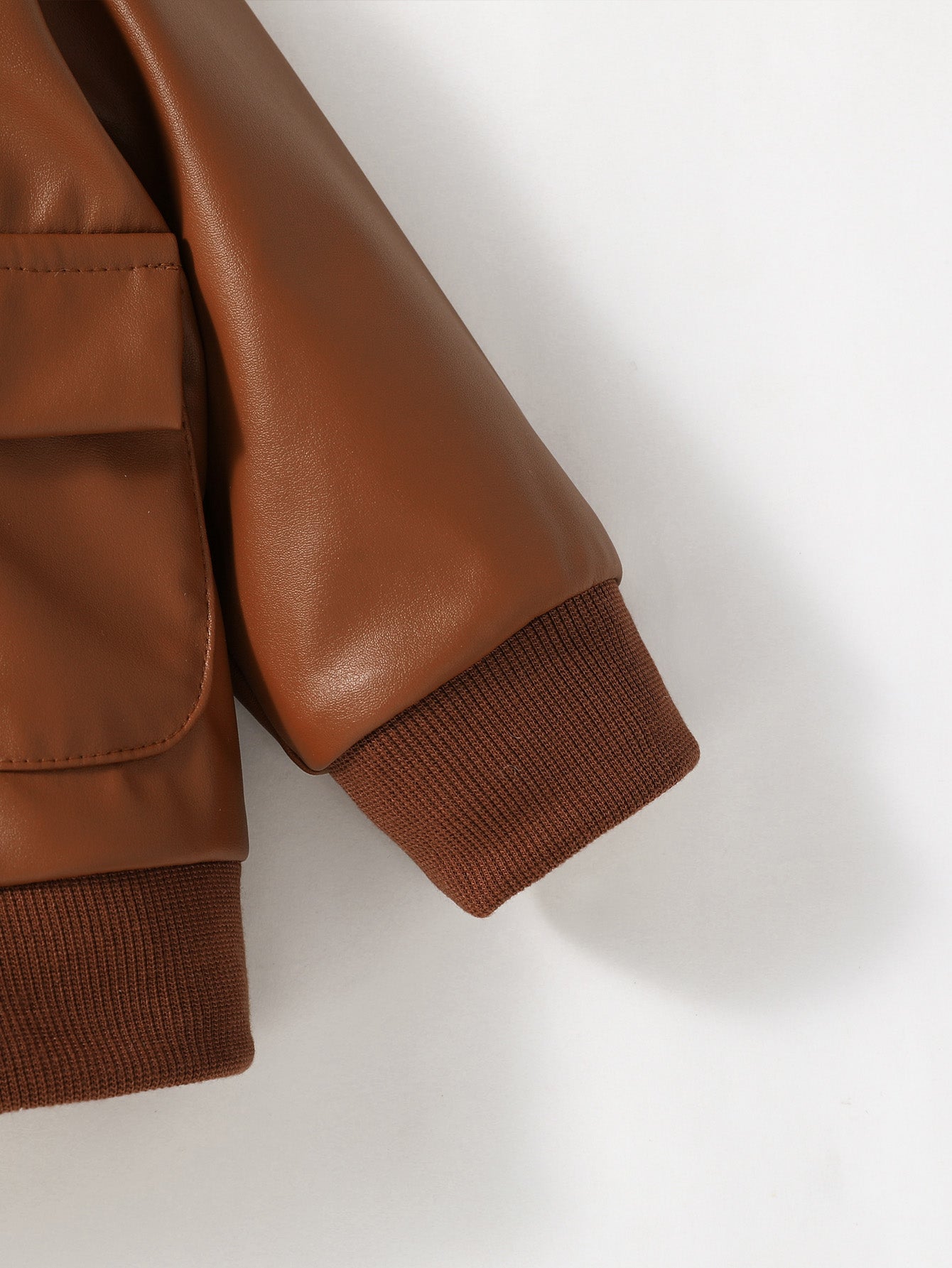2024 New Baby Boys PU Leather Jacket, 1-3Y Fall Winter Leather Coat with Turn-Down Collar, Zipper, Fashion Outwear