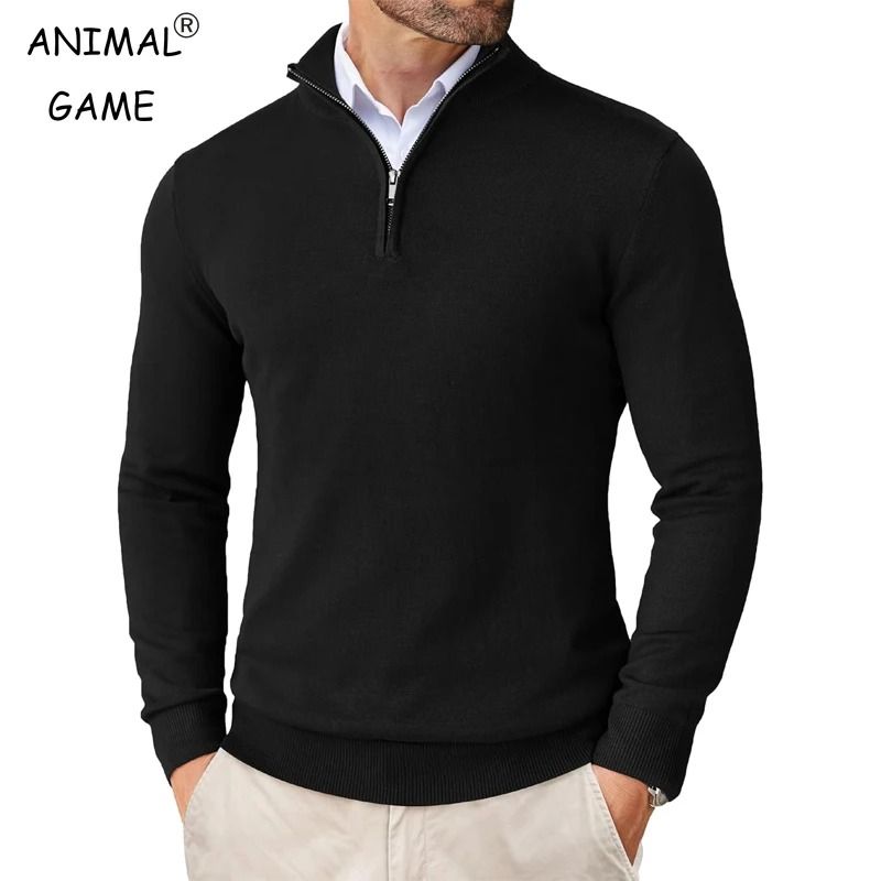 Mens Quarter Zip Mock Neck Slim Fit Lightweight Pullover Sweater