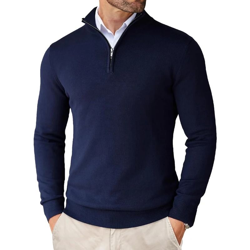Mens Quarter Zip Mock Neck Slim Fit Lightweight Pullover Sweater