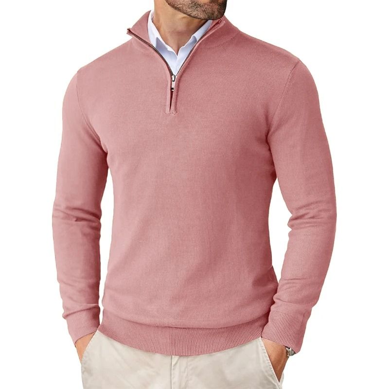 Mens Quarter Zip Mock Neck Slim Fit Lightweight Pullover Sweater