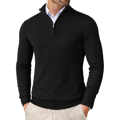 Mens Quarter Zip Mock Neck Slim Fit Lightweight Pullover Sweater