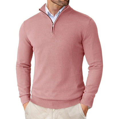 Mens Quarter Zip Mock Neck Slim Fit Lightweight Pullover Sweater