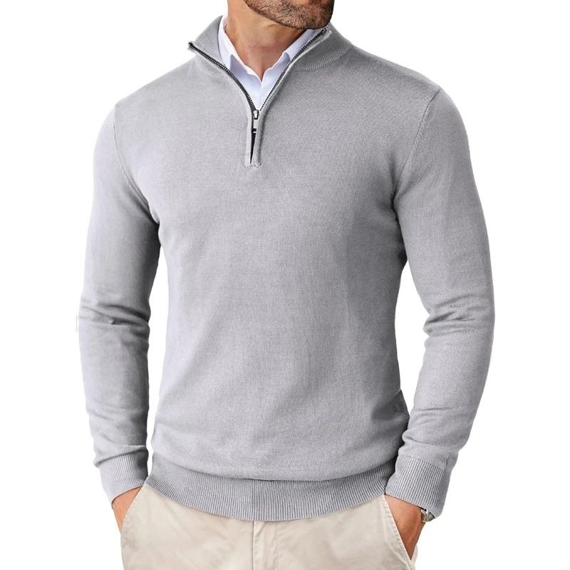 Mens Quarter Zip Mock Neck Slim Fit Lightweight Pullover Sweater