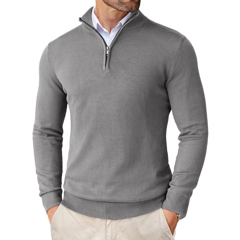 Mens Quarter Zip Mock Neck Slim Fit Lightweight Pullover Sweater