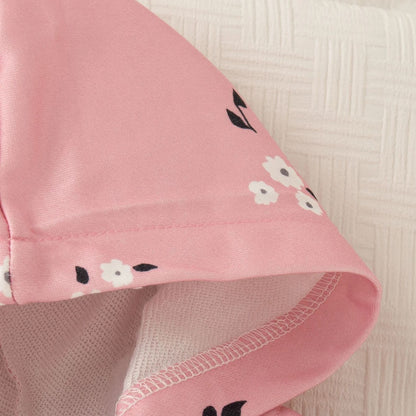 Baby Clothes Spring And Fall Flower Pattern Zipper Simple Outerwear With Pocket Cute Casual Girl'S Children's Jacket Girl Hooded