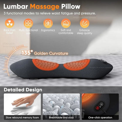 Electric Lumbar Support Pillow with Heat and Vibration Therapy