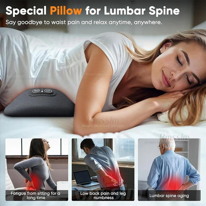 Electric Lumbar Support Pillow with Heat and Vibration Therapy