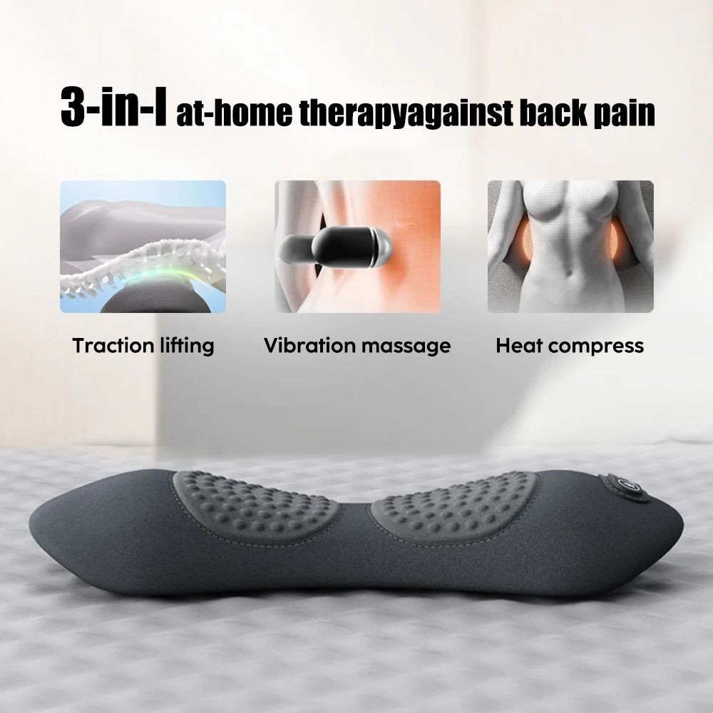 Electric Lumbar Support Pillow with Heat and Vibration Therapy