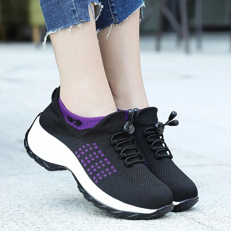 Women Sock Sneakers Fashion Walking Trainers Breathable Platform Loafers